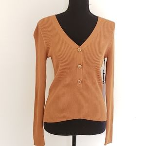Leith Tawny Ribbed Cardigan